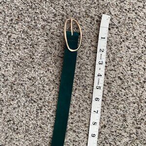 Women's green suede belt 45" length, gold buckle